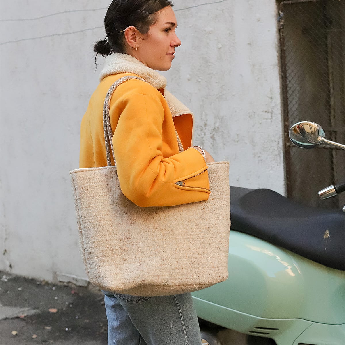 Cabas Naturel WERKA PRO - 57x26cm Anses Cuir | Écologique Et élégant Pour Courses